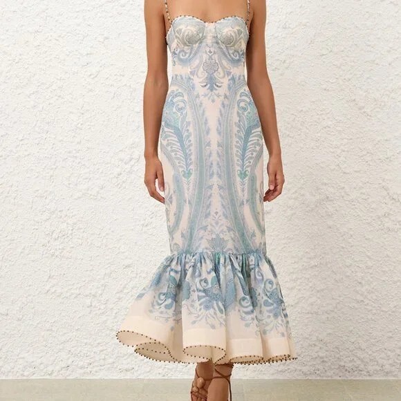 Zimmermann Dresses & Skirts - Zimmermann Illuminate Gown in Turquoise Paisley – Spring 2025 – NWT